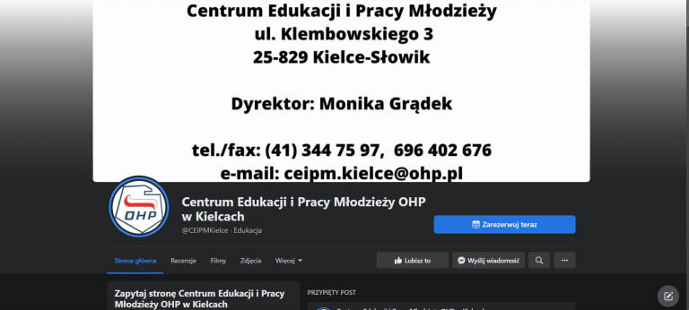 Centrum Edukacji i Pracy Młodzieży w Kielcach na Facebooku