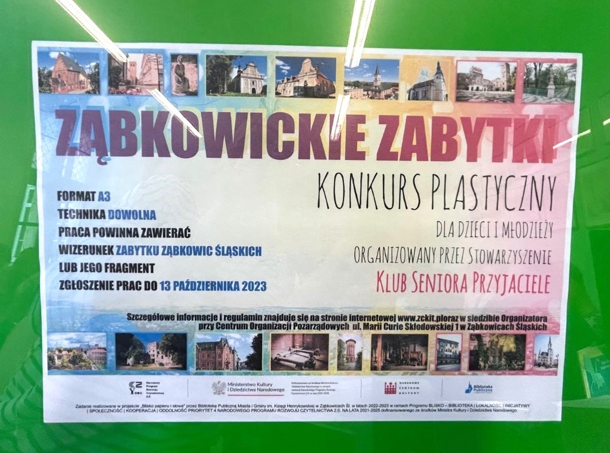 231003 zs5 Plakat konkursu Ząbkowickie zabytki